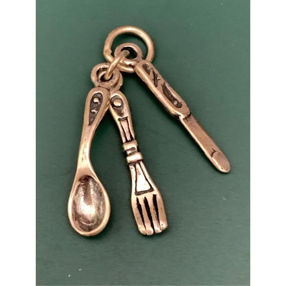 Fork Knife Spoon Silverware Sterling Silver Jewelry Charm